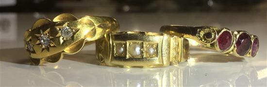 2 x 18ct gold rings and 1 other gold ring